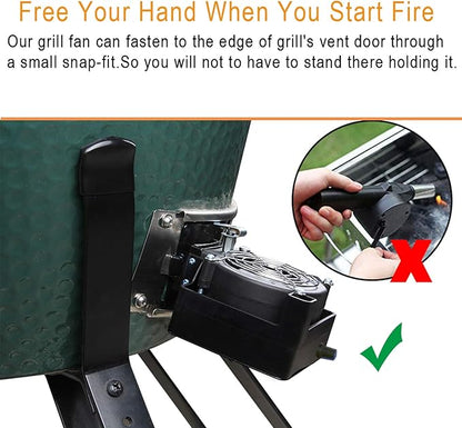 Grill Air Blower Fire Starter for XL Big Green Egg Accessories Grill Fan Shorten The Time of Ignite The Charcoal