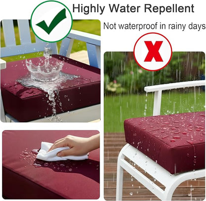 NettyPro Outdoor Cushion Covers Replacement Set 4 Water Repellent UV Resistant Patio Chair Seat Cushion Slipcover with Zipper and Tie, 22 x 20 x 4 Inch, Burgundy
