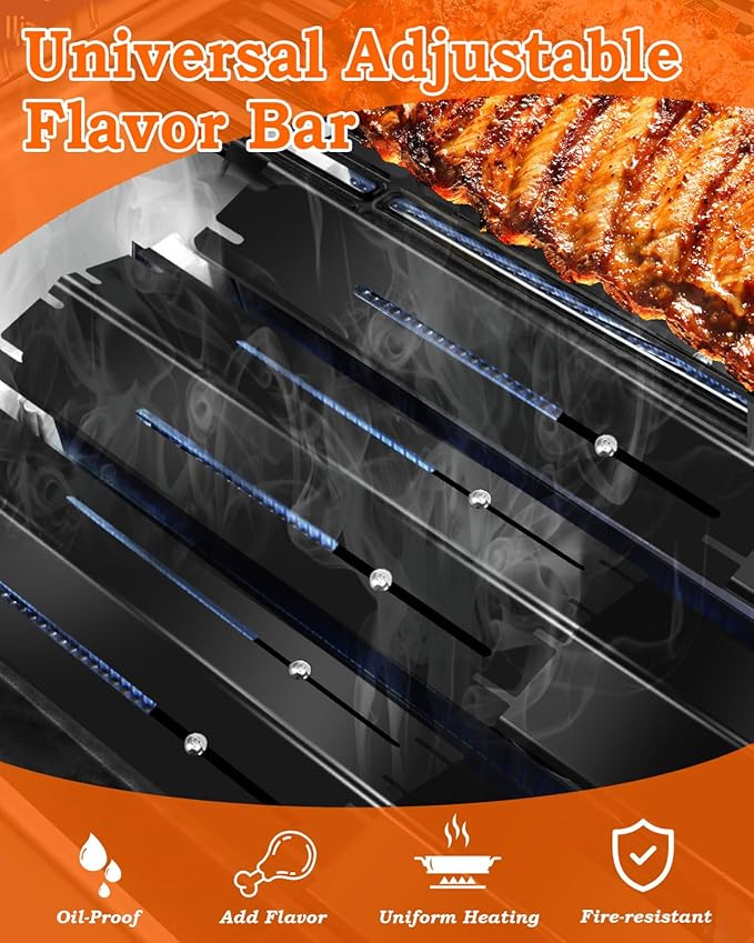 Adjustable Grill Heat Plates Shield 11.75-21 inch for Nexgrill Replacement Parts, Char Broil Grill Replacement Parts, 3 Pcs BBQ Accessories for Dyna Glo Grilling Flavorizer Bar