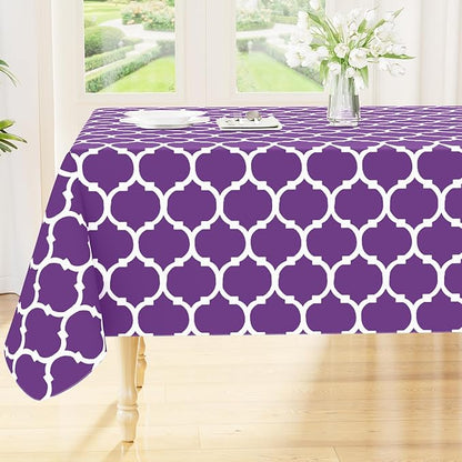 Smiry Square Table Cloth, Waterproof Vinyl Tablecloth with Flannel Backing for Square Tables, Wipeable Spillproof Plastic Tablecloths for Dining, Camping, Indoor and Outdoor (54"x54", Purple)