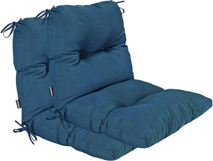 Outdoor Chair Cushions, Fade Resistant Replacement Tufted Cushion for Patio Dining Chair, Set of 2, Teal Blue