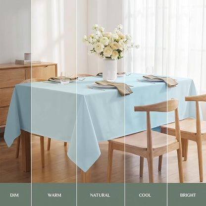 Softalker Rectangle Tablecloth, Waterproof Table Cloths Wrinkle Free Fabric Washable Polyester Table Cover for Dining Tables Party Outdoor Camping Parties Buffet Wedding - 90 x 156 inch, Baby Blue