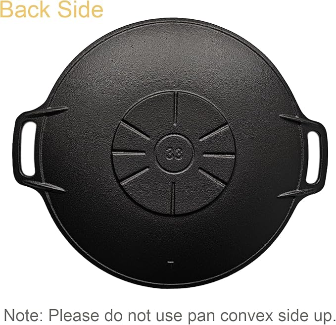 Brightalk 13-Inch Korean BBQ Grill Pan, Cast Iron Griddle for Indoor and Outdoor Stovetop Use