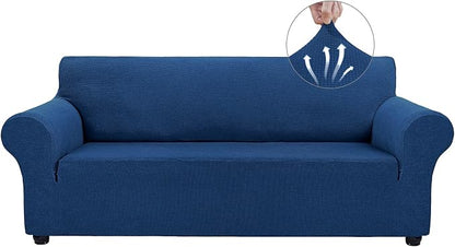 Asnomy Stretch Oversized Couch Covers for Sofa Slipcover,Classic Blue | 1-Piece Sofa Covers Washable(94"-110") 4-Seater Furniture Protector with Non Skid Foam and Elastic Bottom for Kids, Pets