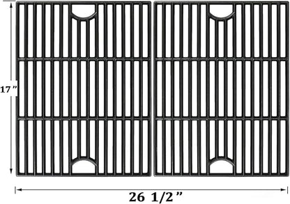Hisencn Grill Parts for Nexgrill 4 Burner 720-0830H, 5 Burner 720-0888S 720-0888A Gas Grill, Cast Iron Cooking Grate and Stainless Steel Warming Rack, Grill Replacement for Nexgrill Parts