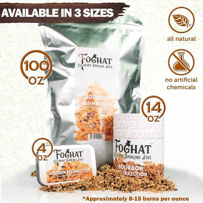 Foghat Cocktail Smoker Wood Chips - 100oz Bourbon Resurrection Shavings for Smoker, Whiskey & Drink Infuser Kit - Natural Culinary Wood Smoking Chips for Hand held Cocktail Smoke Gun & Drink Smokers
