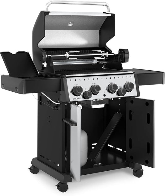 Broil King 865384 Crown S 490 4-Burner Propane Gas Grill with Side Burner and Rear Rotisserie Burner in Stainless Steel