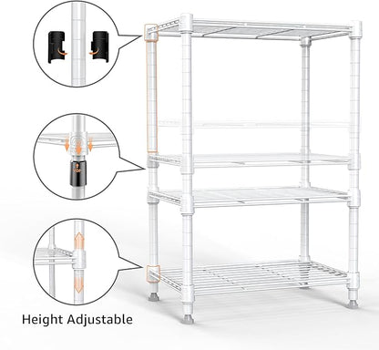 M MZG 450 lbs Wire Storage Shelving 3-Tier Utility Shelving Unit Steel Organizer Wire Rack for Home,Kitchen,Office,White (11.8" D x 17.7" W x 26.4" H)