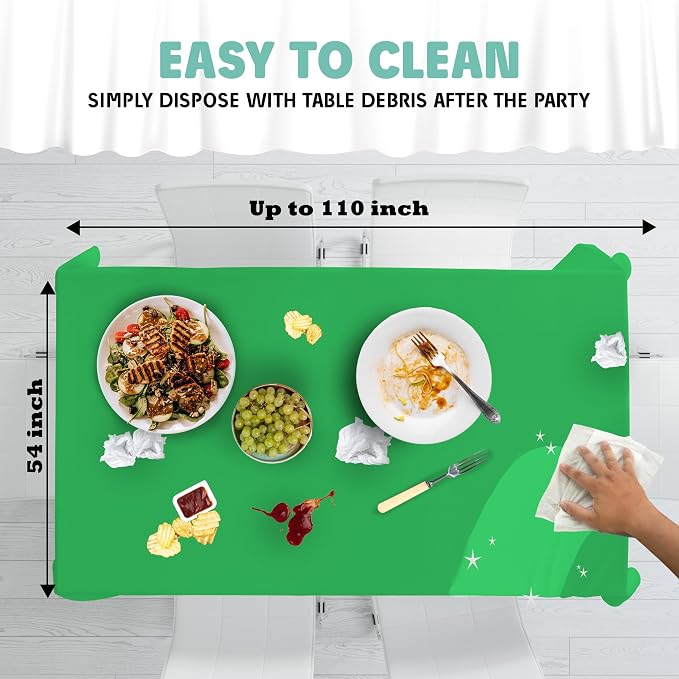 Tablecloth Roll – 54" X 110' Green Premium Plastic Table Cloths with Cutter Box - Cut to Size - Decorative Rectangle Table Cover Smooth Tablecloth - Disposable Table Cloths for Parties, Weddings.