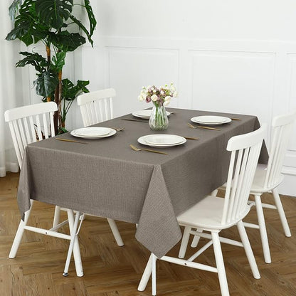 Romanstile 100% Waterproof PVC Tablecloth, Rectangle Oil Spill Proof Stain Resistant Vinyl Table Cloth, Wipe Clean Plastic Table Covers for Kitchen/Dining/Parties - 54 x 78 Inch, Brown