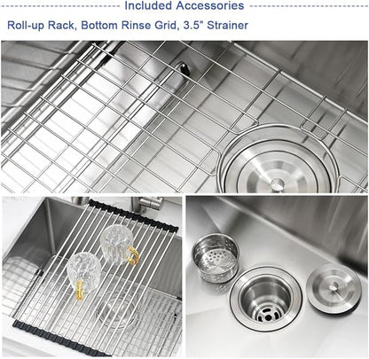 Stainless Steel Laundry Sink Undermount-Hovheir 21x18x12 Stainless Steel Utility Sink Undermount Sink 16 Gauge Single Bowl Deep Laundry Room Kitchen Sink
