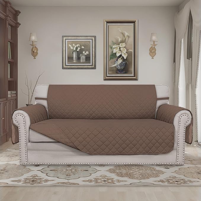 Easy-Going Reversible Couch Cover, 2 Cushion Sofa, Brown/Brown | Oversized Loveseat Slipcover For Dogs, Water Resistant Mat, Living Room, Non-Slip Sofa Cover, Pet Friendly