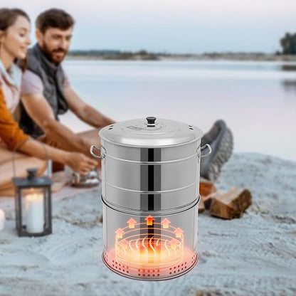 𝟑𝟔𝟎° 𝐒𝐦𝐨𝐤𝐞𝐥𝐞𝐬𝐬 𝐂𝐡𝐚𝐫𝐜𝐨𝐚𝐥 𝐆𝐫𝐢𝐥𝐥,Large Portable Outdoor BBQ Grill 16.14x25.98in,Stainless Steel Charcoal Grills for Camping Travel Backyard Picnic Beach with 50 Skewers