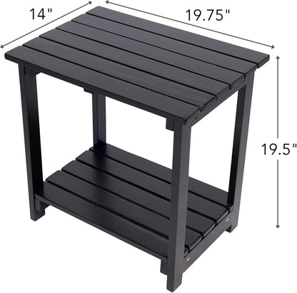Shine Company Indoor/Outdoor Providence Rectangular Acacia Wooden Side Table, Black