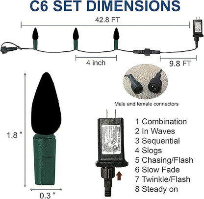 Dazzle Bright C6 Christmas String Lights, 100 LED 33 FT Outdoor Christmas Lights Waterproof Connectable, 8 Modes Lights for Indoor Outdoor Home Garden Yard Xmas Tree Decorations (Warm White)