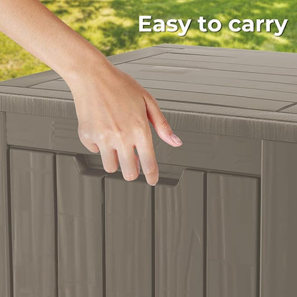 35 Gallon Resin Deck Box Waterproof Outdoor Storage Box for Patio Furniture Pool Accessories Indoor Storage for Cushion Garden Tools, Gray