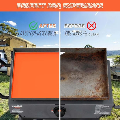 17" Silicone Griddle Mat Cover for Blackstone, Protect Your Blackstone from Dirt and Rust Throughout the Year, Waterproof and Insect-Proof Mattress Protector, Food Grade Silicone Grill Mat (Orange)