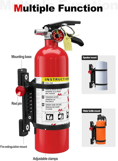 ZIDIYORUO MOLLE Panel Fire Extinguisher Mount Kit Fits 1"-2" Rigid MOLLE Panel Holes, Quick Release Car Fire Extinguisher Mount Holder with 4 Clamps for Vehicles MOLLE Panle Accessories