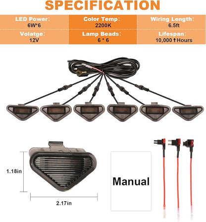 LED Grill Lights for Nissan Frontier & Pathfinder 2005-2008, 6PCS Amber | Factory Grille Slot Compatible; Clip-On Installation; IP68 Waterproof; Enhanced Night Visibility; Rugged Front-End Styling