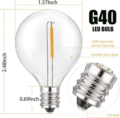 GOOTHY 50Ft LED Outdoor String Lights with 22 G40 LED Shatterproof Globe Bulbs(2 Spare), Connectable Hanging Outdoor Patio Lights for Backyard Garden Porch Party Decorations, White