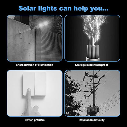 MUCH Solar Street Lights Outdoor 1 Pack, Waterproof with Motion Sensor, 8500K Solar Lights Outdoor, Lamparas Luces Solares para Exteriores Dusk to Dawn Commercial Lighting for Yard Path