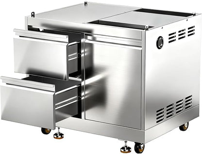 BODEGA Stainless Steel Outdoor Kitchen Drawer Cabinet for 30 inch Propane Gas Grill with 2 Drawers and Propane Tank Storage, Commercial Sinks Cabinet Combo perfect for Outdoor Kitchen BBQ Island.