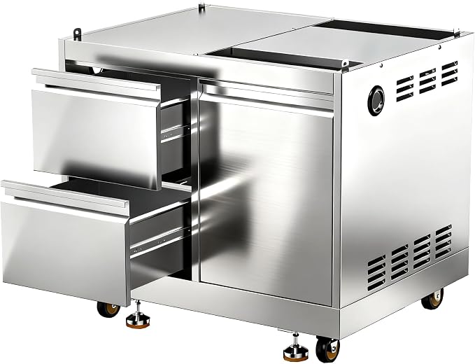 BODEGA Outdoor Kitchen Cabinets for Built-in BBQ Grill with 2 Drawers and Propane Tank Storage, Stainless Steel Outdoor Kitchen Drawer Suitable for 30 Inch Propane Grills.
