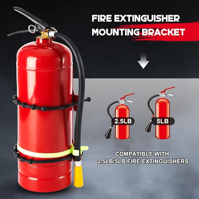 RattanView 2 Pcs Fire Extinguisher Mount Bracket Adjustable, Supports up to 2.5 and 5lb, Heavy-Duty and Easy Installation, Ideal for Home, Truck, RV, Boat, Commercial Use, Secure and Durable Holder