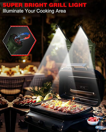 2026 NEW Rechargeable LED Work Grill Lamp with Magnetic Base,5 Modes 360° Swivel (2-Pack,Black)