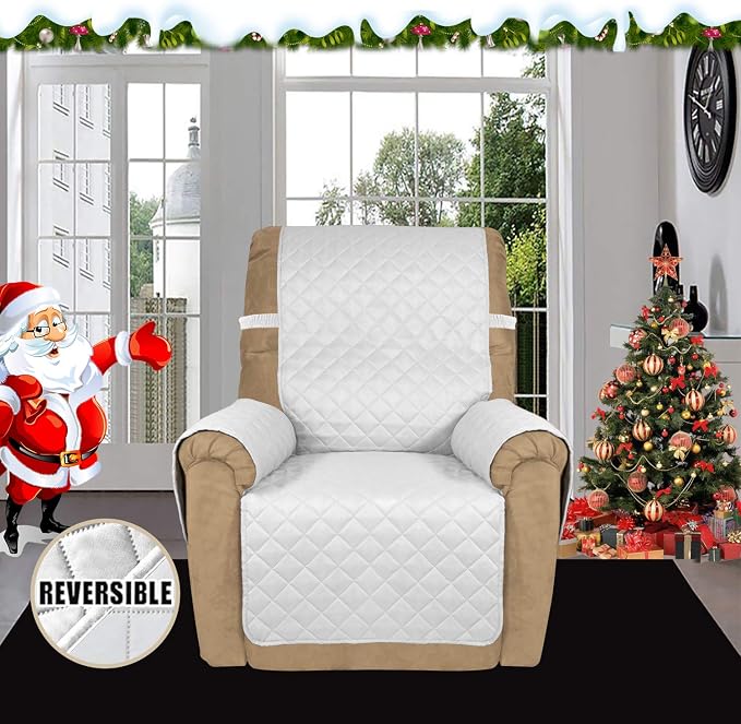 Easy-Going Reversible Couch Cover, Recliner 19 in, White/White | Machine Washable Slipcover For Dogs, Water Resistant Furniture Mat For Living Room, Non-Slip Sofa Cover, Pet Friendly