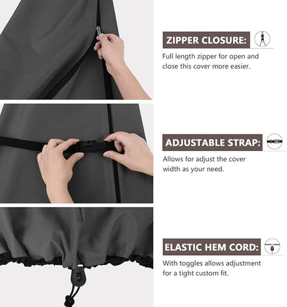 ULTCOVER Patio Parasol 600D Waterproof Outdoor Market Extra Large Umbrella Cover - Fits Double-Sided Umbrella 13-15 Feet, Black