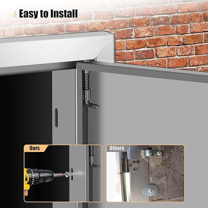 Outdoor Kitchen Doors 33W x 23H Inch, Double BBQ Access Doors 304 Stainless Steel for Outdoor Kitchen Cabinet Grill Station or BBQ Island