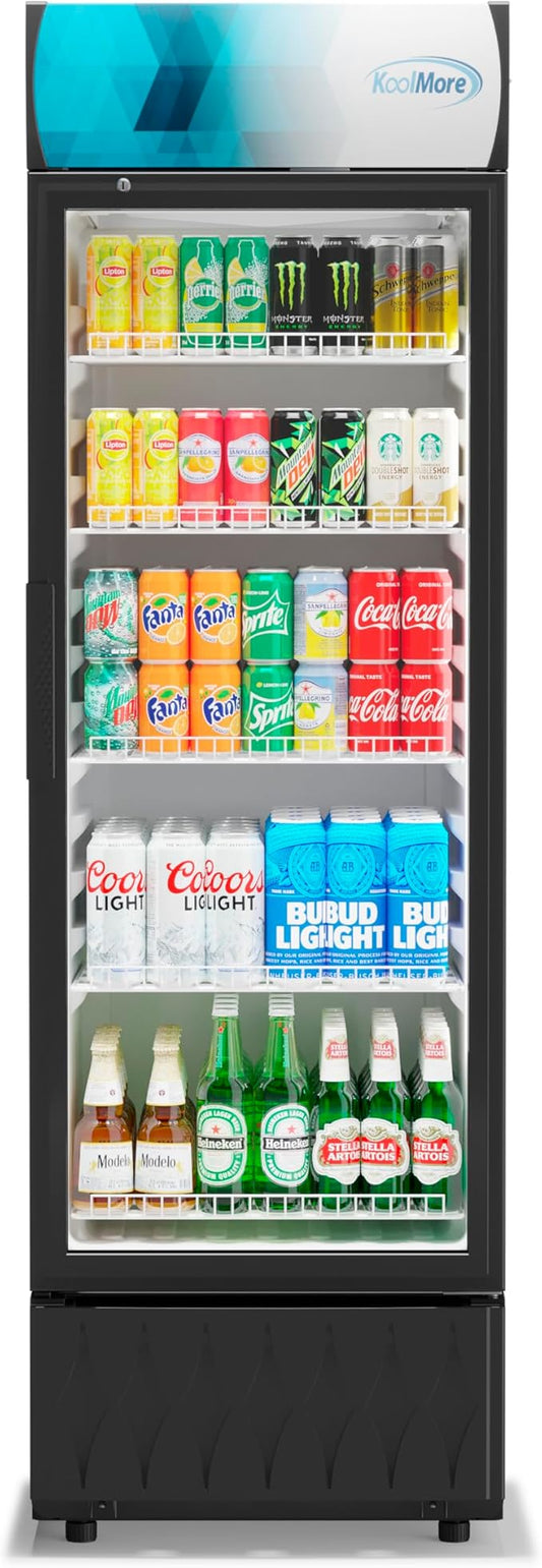 KoolMore 22 in. 9 cu. ft. Commercial One Glass Door Beverage Display Merchandiser Refrigerator Cooler, ETL Listed in Black