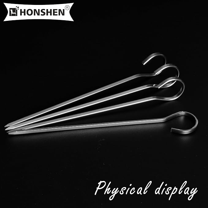 5.75 inch Flat Stainless Skewers, HONSHEN 24 pack Mini Short Barbecue Needle Barbecue Skewers,Baking Rods,Corn on The Grill (5.75 INCH Flat BBQ 24P)