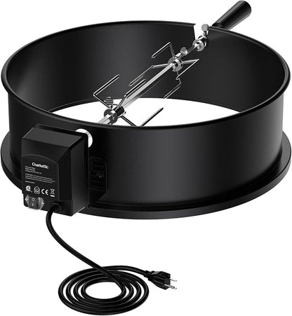 Skyflame Charkettle Rotisserie Ring Kit, Black Coated Steel | Compatible with Weber 18" Charcoal Kettle Grills, Compatible with Other Similar Kettle Grills, BBQ Grill Rotisserie Kit