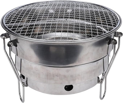 Keenso Portable Charcoal Grill, Stainless Steel, Foldable Design, Ideal for Camping and Backyard Cookouts (CW305 28 BBQ Grill)