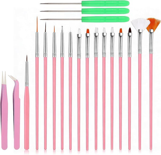 Qianyu 20Pcs Cake Decorating Brushes Cookie Decorating Tool Set Cake Fondant Paint Pastry Brush Curved Tip Tweezers Pasta Tweezers Sugar Stir Needle for Christmas Sprinkles Baking
