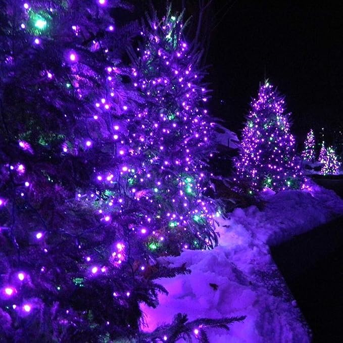 Toodour Solar Christmas Lights Outdoor, 2 Packs Total 144ft 400 LED Solar String Lights with 8 Mode, Outdoor Christmas String Light for Garden, Patio, Fence, Balcony, Xmas Tree Decor - Purple
