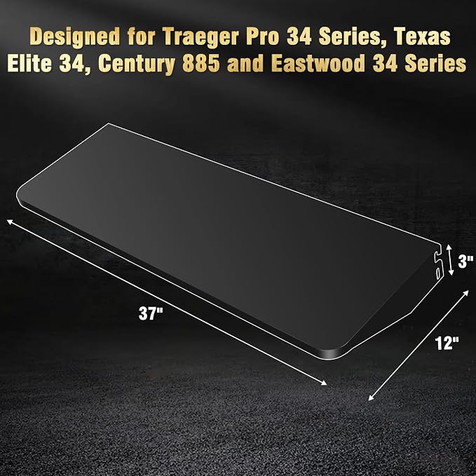 Uniflasy Grill Shelf Accessories for Traeger Pro 34, 37" x 12" Folding Front Shelf for Traeger Pro 34, Texas Elite 34 & Century 885 Pellet Grills, BAC363 Heavy-Duty