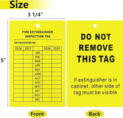Monthly Fire Extinguisher Inspection Tags Record 4-Year Maintenance Tags Fire Recharge and Inspection Record Tag for Indoor Outdoor Extinguishers(50 Pieces)