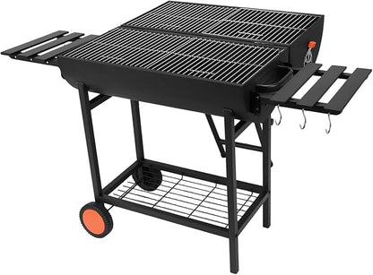 Generic Barrel Barbecue Charcoal Grill 871 Square Inches Cooking Area Outdoor BBQ Grill with 2 Foldable Side Tables Charcoal Barrel Grills for Patio Backyard Camping Picnics Tailgating Parties