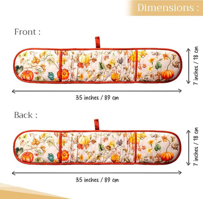 Maison d' Hermine Double Oven Mitts 100% Cotton Double Oven Glove (7"x35") | Heat Resistant BBQ Cooking Gloves with Loop Baking Kitchen Home Hotel Farmhouse Thanksgiving Christmas - Potiron