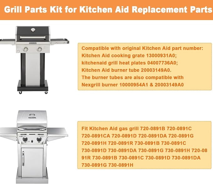 Grill Parts Kit for Kitchen Aid Grill Replacement Parts 720-0891B 720-0891C 720-0891CA 720-0891D 720-0891DA 720-0891G 720-0891H 720-0891R 730-0891C 730-0891D 730-0891G 730-0891H 730-0891R 730-0891B