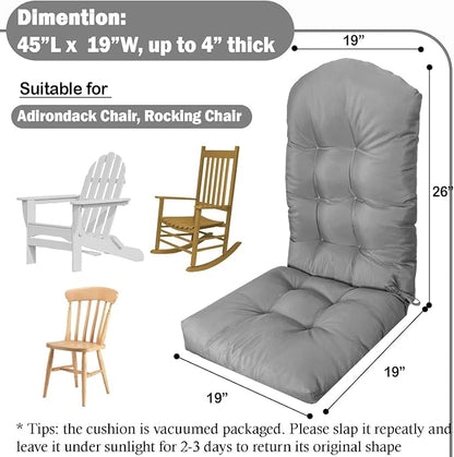 Adirondack Chair Cushion, Outdoor Patio Furniture Seat Pad, Waterproof | Waterproof cover with straps, PP cotton, high back thick seat pad for adirondack rocking chair indoor outdoor porch 44x19x4