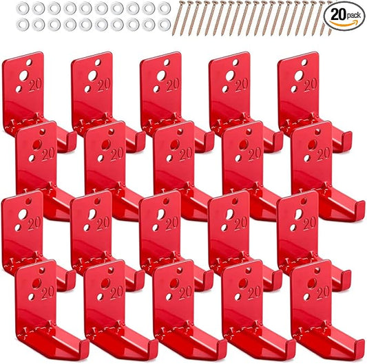 Fire Extinguisher Mount 20 Pack, Fire Extinguisher Bracket up to 66 lb, Include Screws and Gaskets, Carbon Steel Material, Easy to Install, Ideal for Workshop, Garage, or Home Use