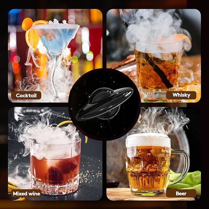 Electric Whiskey Smoker Kit, Cocktail Smoker Kit Built-in Lighter with 6 Wood Chips, No Butane Needed Whisky Smoker Kit, Rechargeable Drink Smoker kit, Birthday Gift for Men, Dad, Husband, Boyfriend