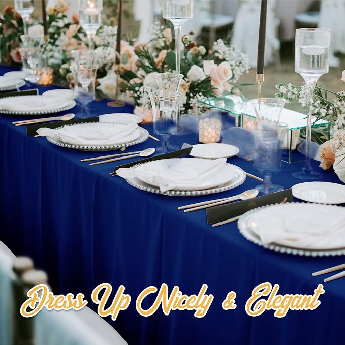 BRILLMAX 10 Pack Navy Blue Tablecloths 60x126 Inch for 8ft Rectangle Tables | 150 GSM Polyester Fabric, 15" Standard Drop, Water, Stain & Wrinkle Resistant Cloth Cover for Wedding Reception Banquet Party