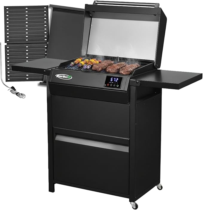 Turbo E Sport Compact Electric Grill, 1700W Infrared, Digital Display with Probe, Apartment Friendly