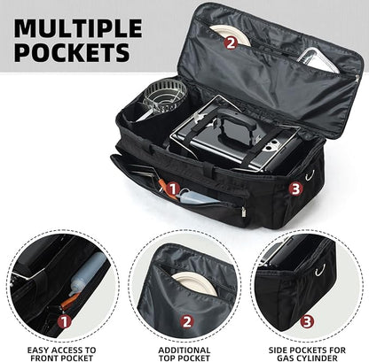 Padded Carry Bag for Weber 121020 Go-Anywhere Charcoal Grill with Special Divider for Chimney Starter, Water-resistant Portable Carrying Case, Camping Griddle Accessories, Black (Bag Only)
