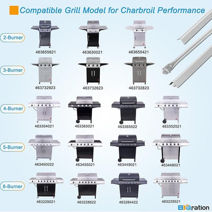 Grill Burner and Heat Plate for Charbroil Performance 5-Burner 463448021 | Grill Parts for Charbroil Grill Replacement Parts 463448021 463449021 463450022 463451022 463455021, Stainless Steel